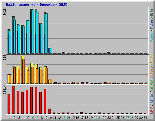 Daily usage for December 2025